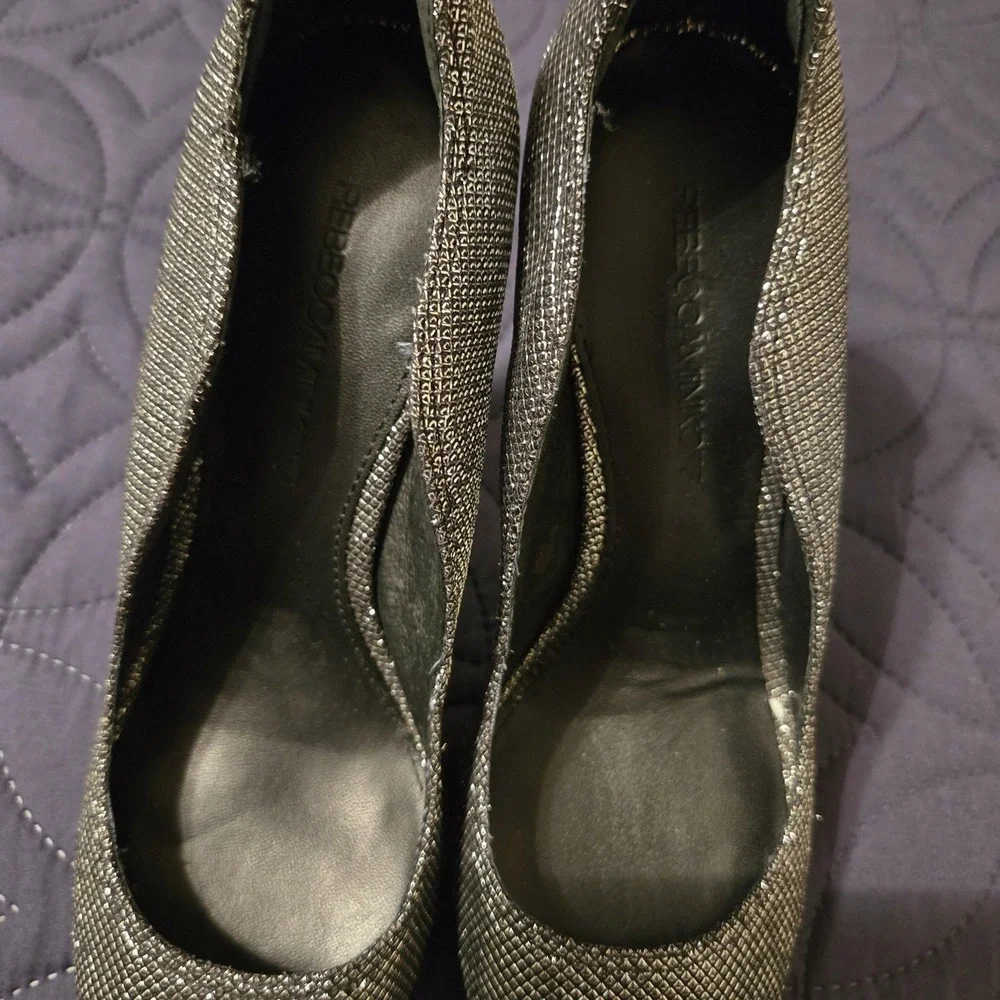Rebecca Minkoff Heels Womens Size 9M Silver Glitter Peep Toe Stiletto Pump Party